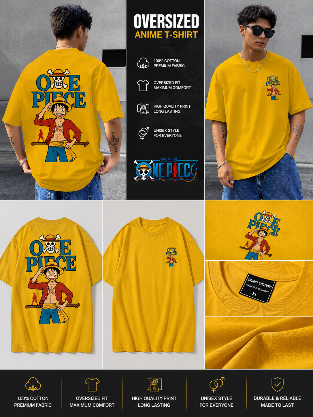 One Piece Luffy Oversized Anime T-Shirt | Premium Cotton | Unisex Streetwear