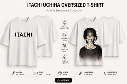Itachi Uchiha White Oversized Anime T-Shirt | Premium Streetwear Tee